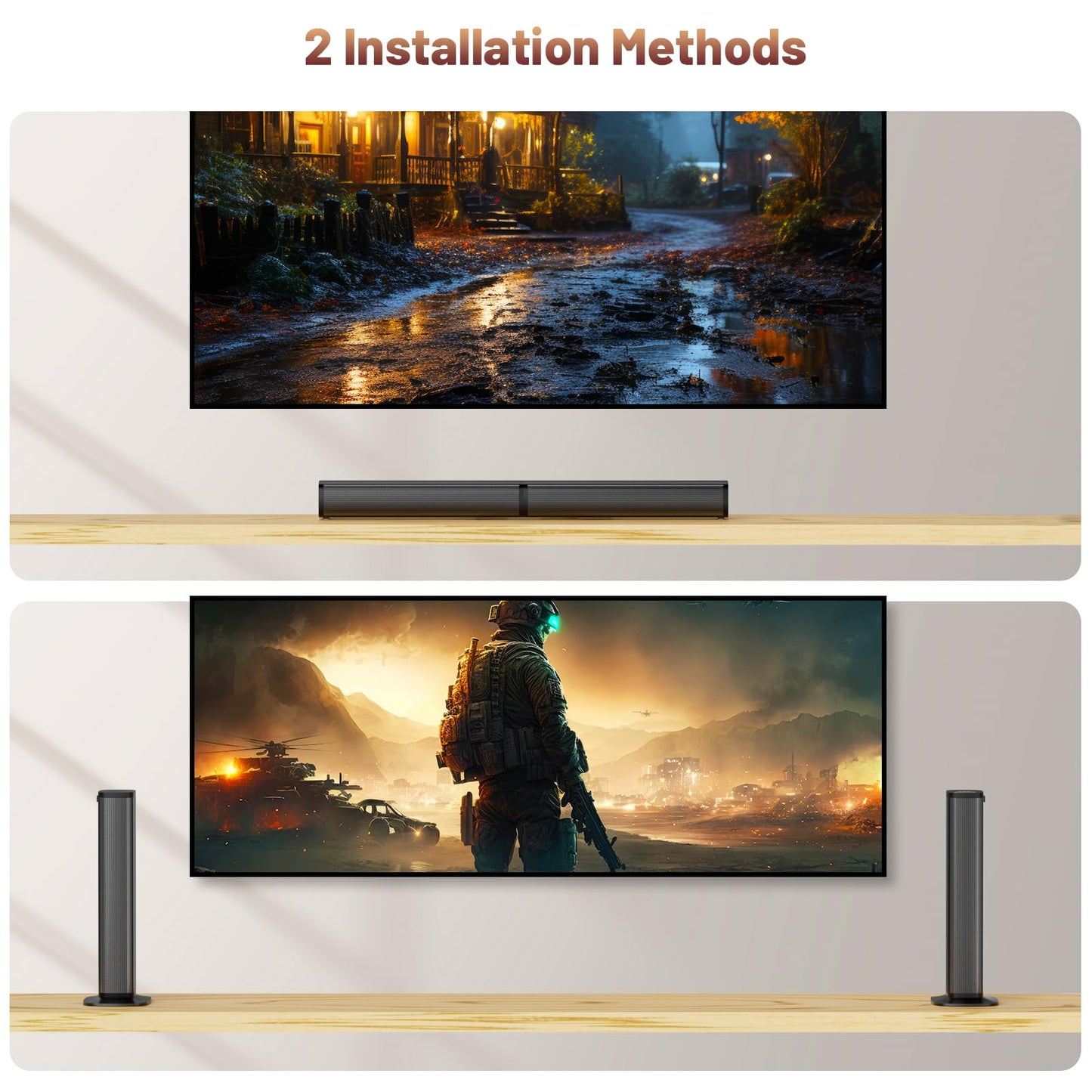 Wohome 2 In 1 Detachable Sound Bar With Subwoofers, 4.1 Channel Bluetooth Sound Bar For Smart Tv, Home Theater Surround Sound Sy
