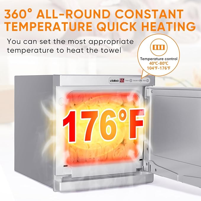 ROMECH 8L Hot Towel Warmer Cabinet, Professional Towel Heater with LED Temperature Display Setting, Towel Warmers for Spa Massage Salon Home (Silver, 8L)