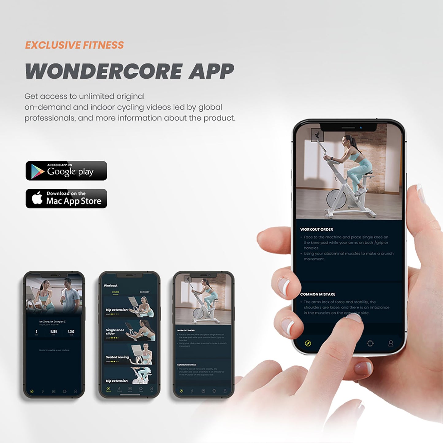 Wonder Core Exercise Bike, Wondercise Bike - 32-Level Magnetic Resistance Stationary Bike for Home Gym, Indoor Cycling with 13.2lbs Flywheel, Exclusive App, Tablet Holder, Adjustable Seat/Handlebars
