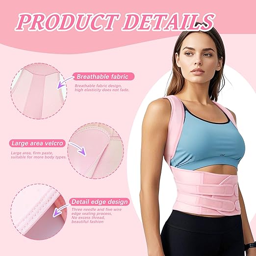 TEE TEA Posture Corrector for Women & Men – Adjustable Back Support Brace for Neck, Shoulder & Spine Muscle Relief – Improve Posture, Comfort & Confidence – Invisible & Comfortable Design (Pink, Small)