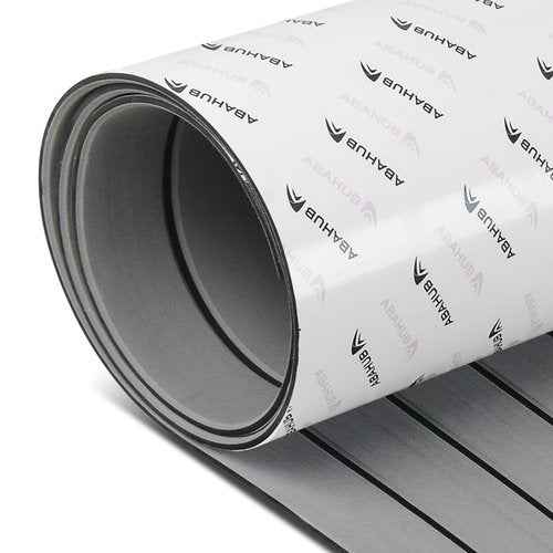 Abahub EVA Foam Boat Decking 96''x36'' Self-Adhesive Faux Teak Marine Flooring Sheet Traction Pad for Boats Surfboard, Gray with Black Seam Lines
