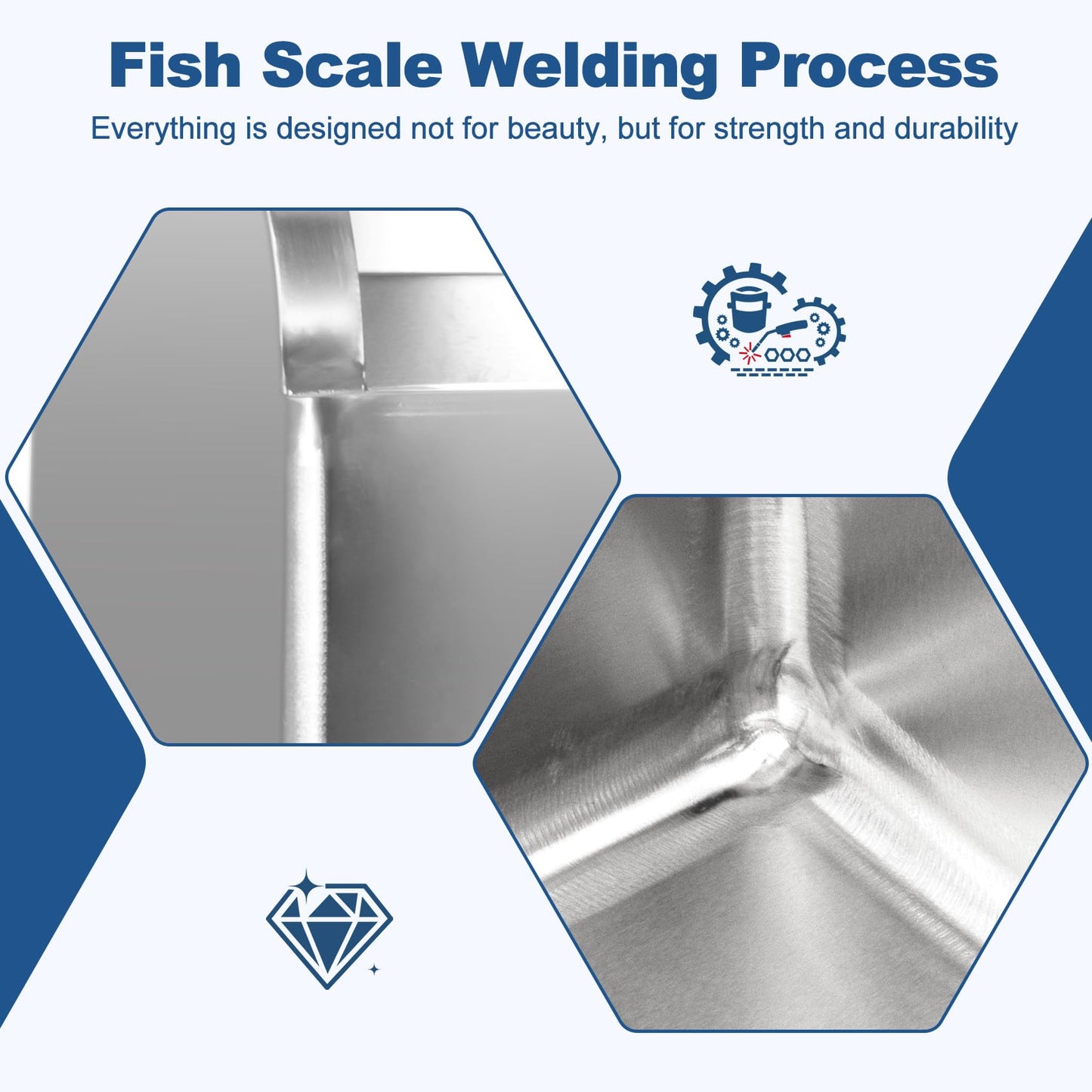 17 3/4in Stainless Steel Floor Mop Sink with Detachable Mop, Suitable for Laundry Rooms, Restaurants, Garages, Balconies, and Other Commercial Settings (17.7“L x 15.5”W x 21.9" H)