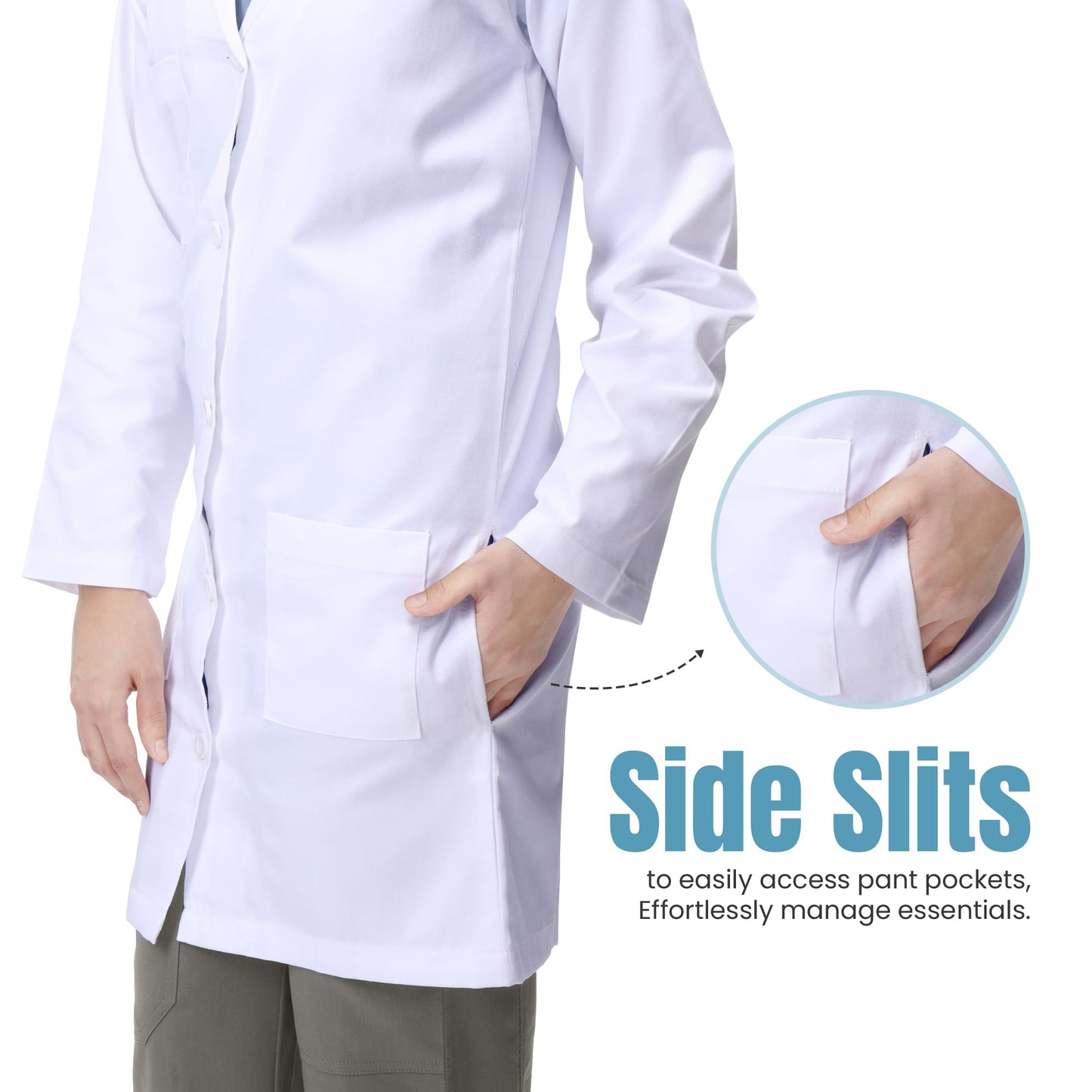 NY Threads Professional Lab Coat for Men Long Sleeve Medical Coat 1 Pack, X-Large, White