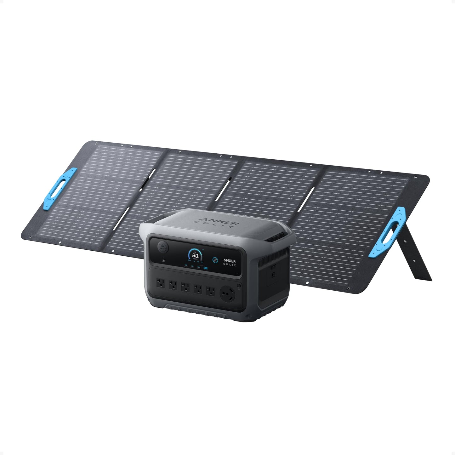 Anker SOLIX C2000 Gen 2 Portable Power Station with 200W Solar Panel, 2,400W (Peak 4,000W) Solar Generator, Full Charge in 58 Mi