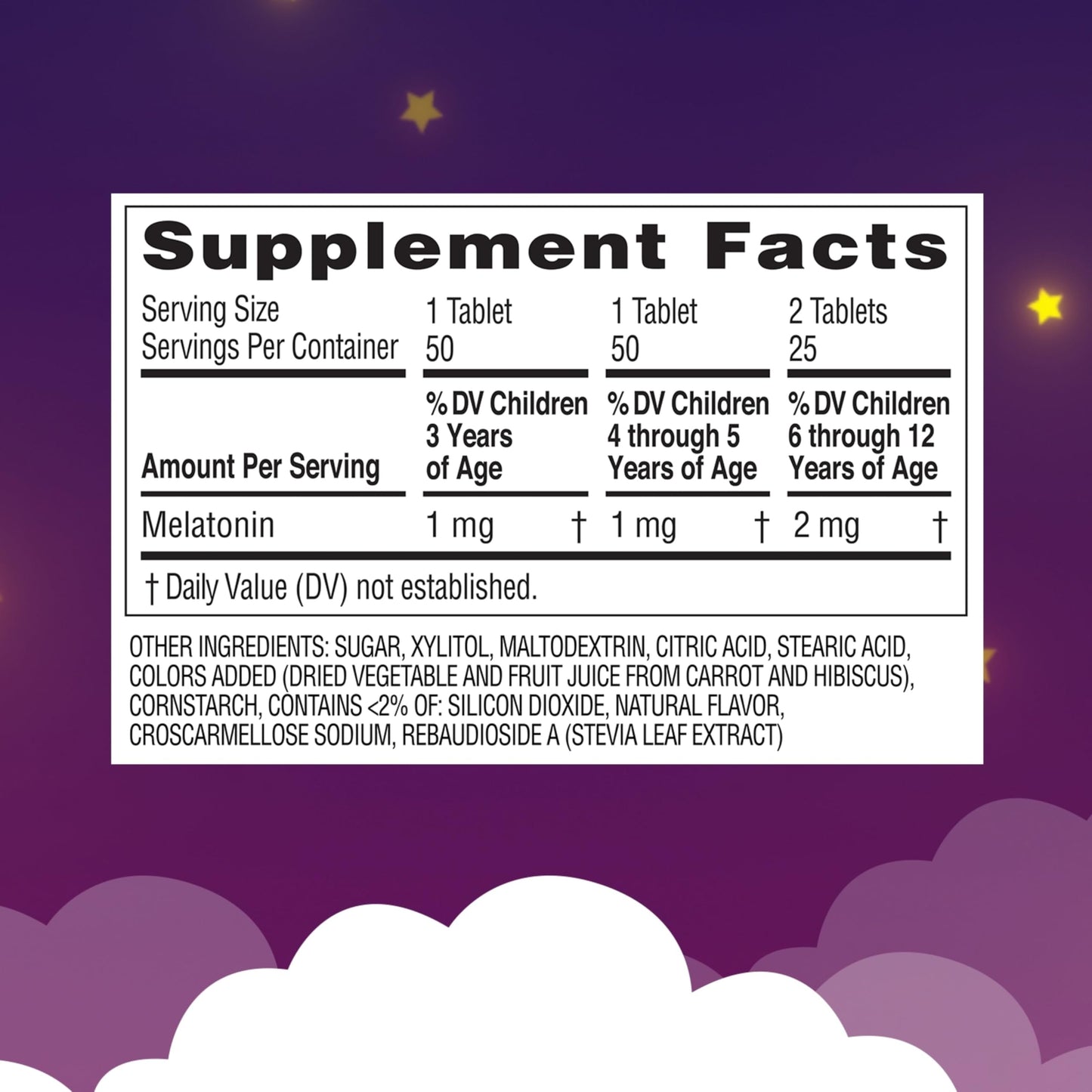 Zarbee's Kids Melatonin Chewable Tablet, 1mg Melatonin, Drug-Free & Effective Sleep Supplement, Natural Grape Flavor, No Artificial Sweeteners or Dyes, Gluten Free, Ages 3+, 50 ct