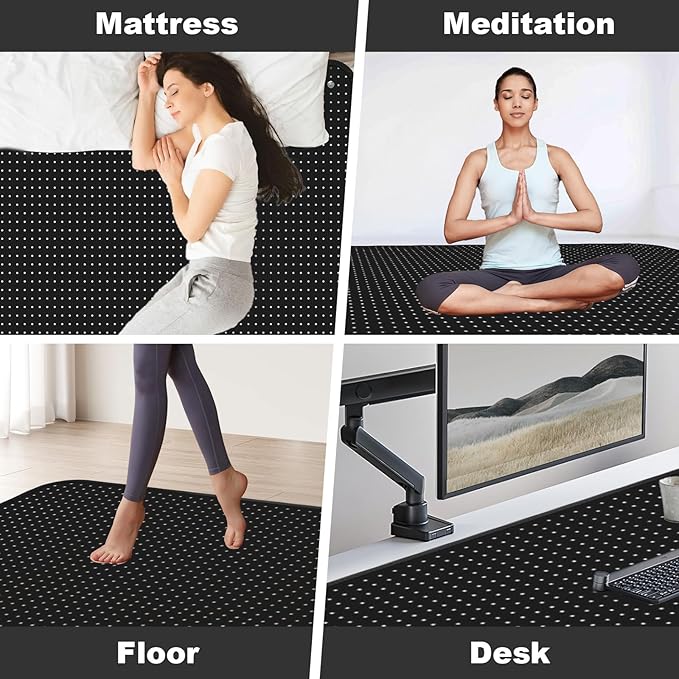 Grounding Mat for Bed,54 * 78 in Anti-SLP Pad PU Leather,Grounding Mat King Size with Grounding Tester Pen,Grounding Mattress Pad