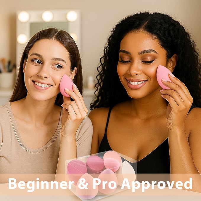 Makeup Sponge Set Foonbe Blender Sponges 7 Pcs for Liquid, Cream, and Powder, Latex Free, Multi colored Beauty Sponges with 1 Mini Sponge, Vegan & Cruelty-Free, Stocking Stuffers for Women