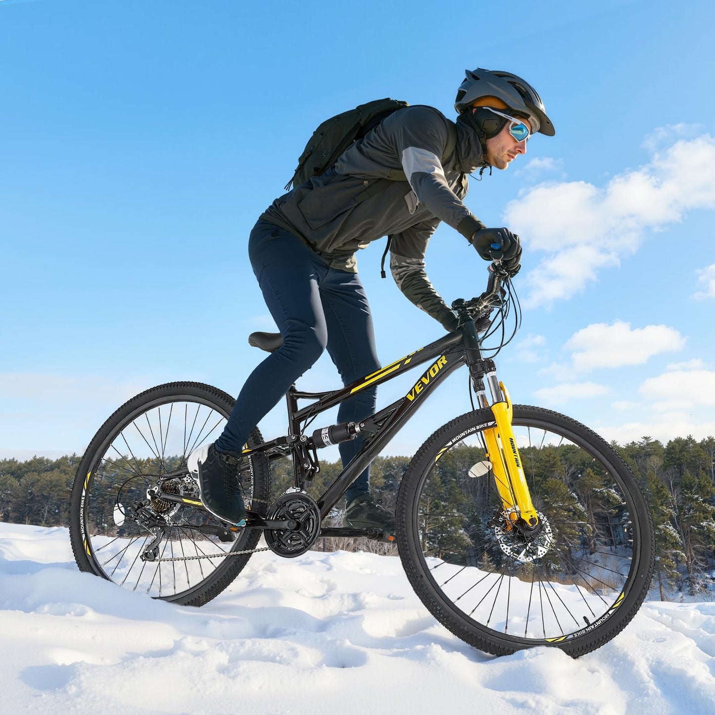 VEVOR Mountain Bike,29 inch MTB Bicycle with Full Dual Suspension,24 Speeds Twist Shifting,Dual Disc Brakes,Aluminum Alloy Frame, for/Men/Women