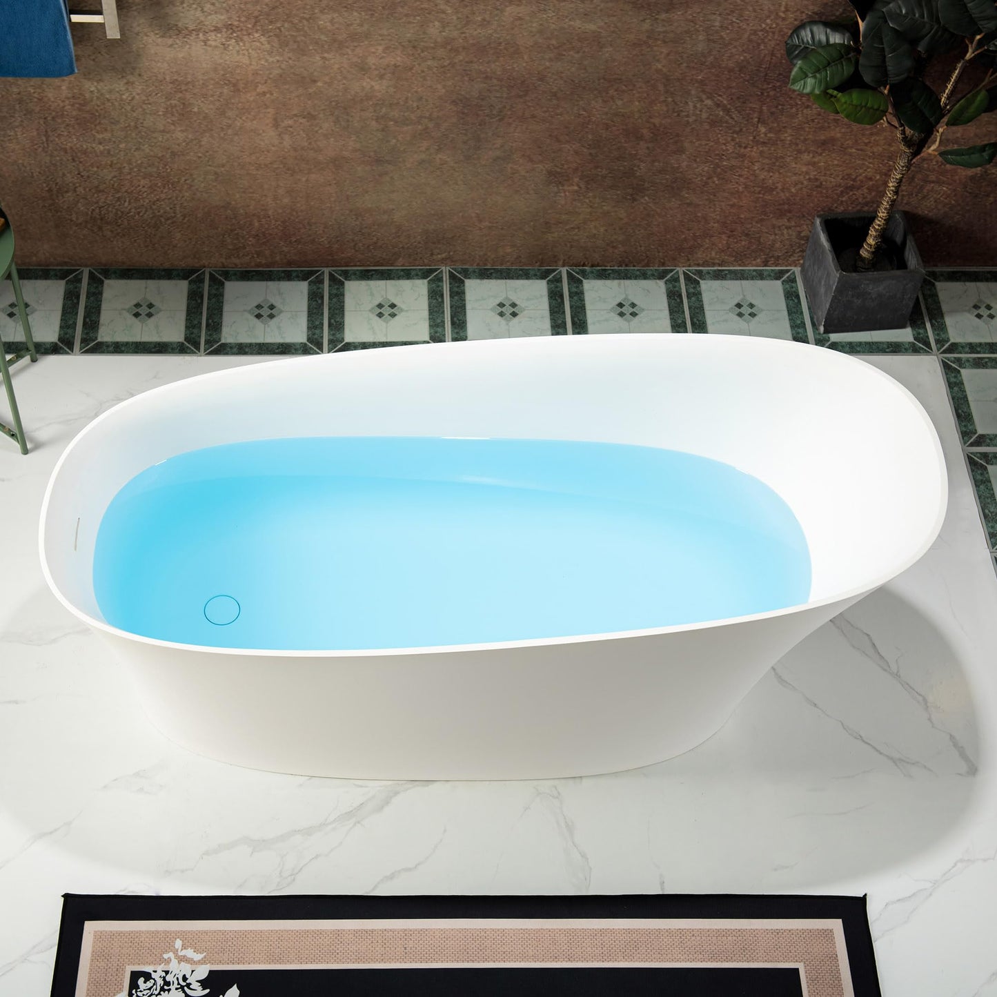 WOODBRIDGE 67 in. x 29.5 in. Stone Resin Luxury Contemporary Solid Surface Freestanding Bathtub in Matte White