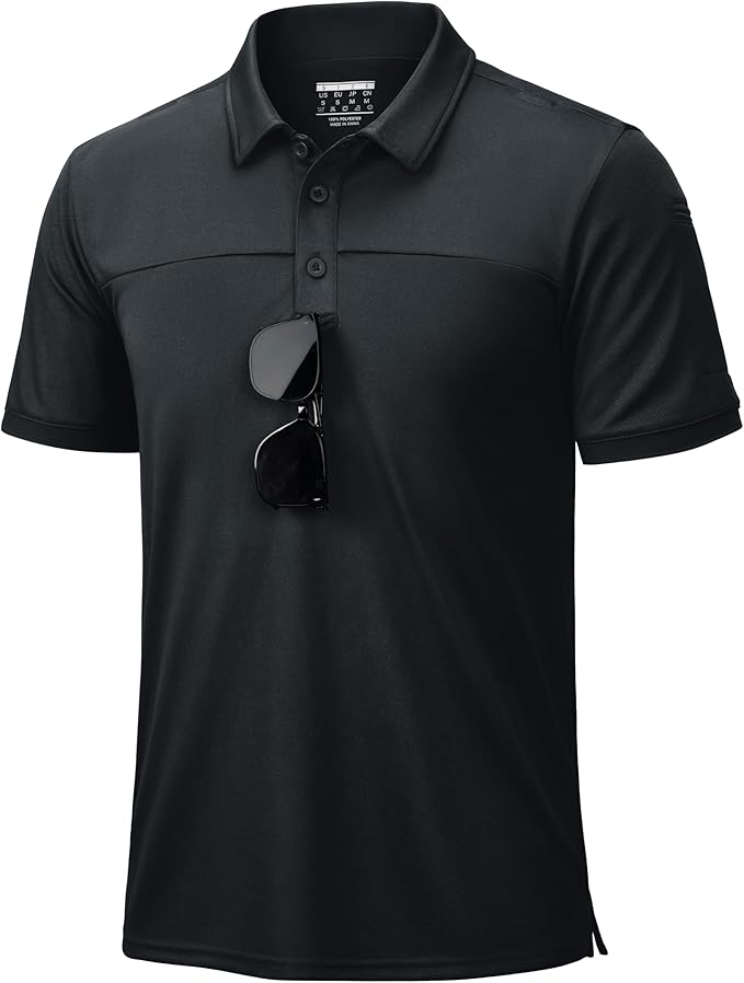 TACVASEN Men's Short Sleeve Polo Shirts Tactical UPF 50+ Performance Collared Dry Fit Shirt Golf Moisture Wicking Polos