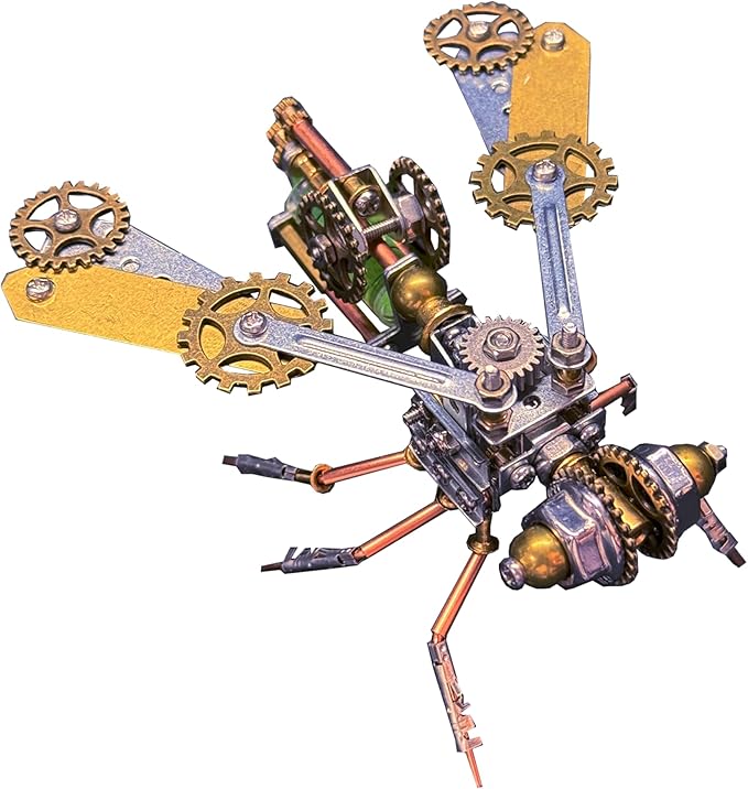 Mechanical Bee Model Metal Insect Bug Sculpture Steampunk, 3D Puzzle Making Kit,Hobby Kit Fun Crafts,Cool for Birthday(Mechanical Bee B)