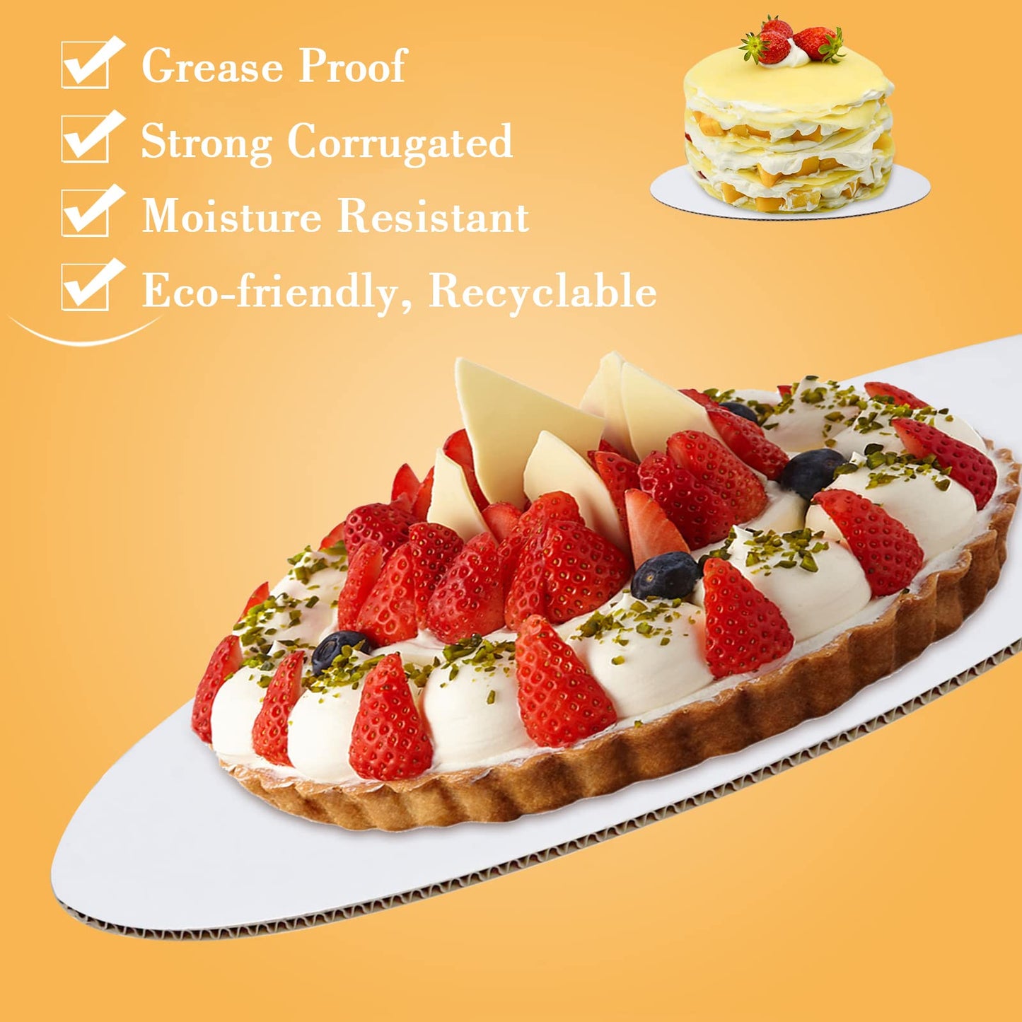 Sudaya Cake Boards 50 PCS, Cake Boards 12 Inch Round, Cardboard Cake Rounds, Disposable Cake Plates, Food Grade Cake Base Cake Tray Cake Circles, 12 Inch Cake Board White Cardboard Circles Round Base