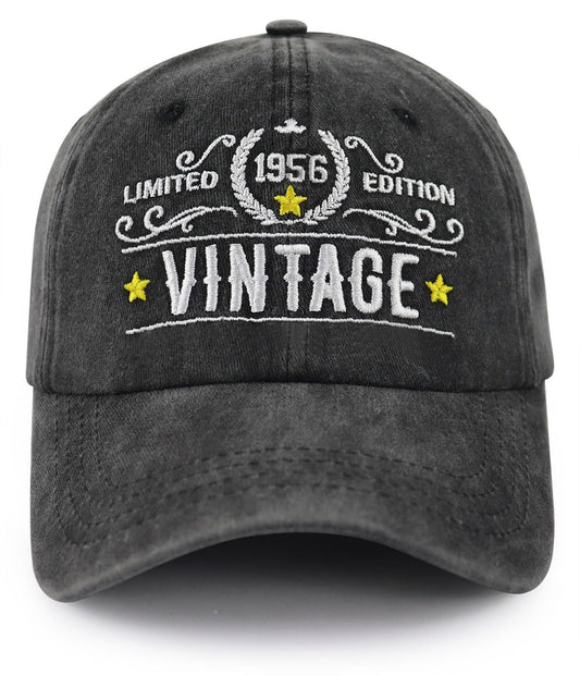 69th Dad Birthday Gift Hats for Men, Turning 69 Years Old Party Supplies Baseball Cap, Adjustable Embroidered Vintage 1956 Hat Limited Edition