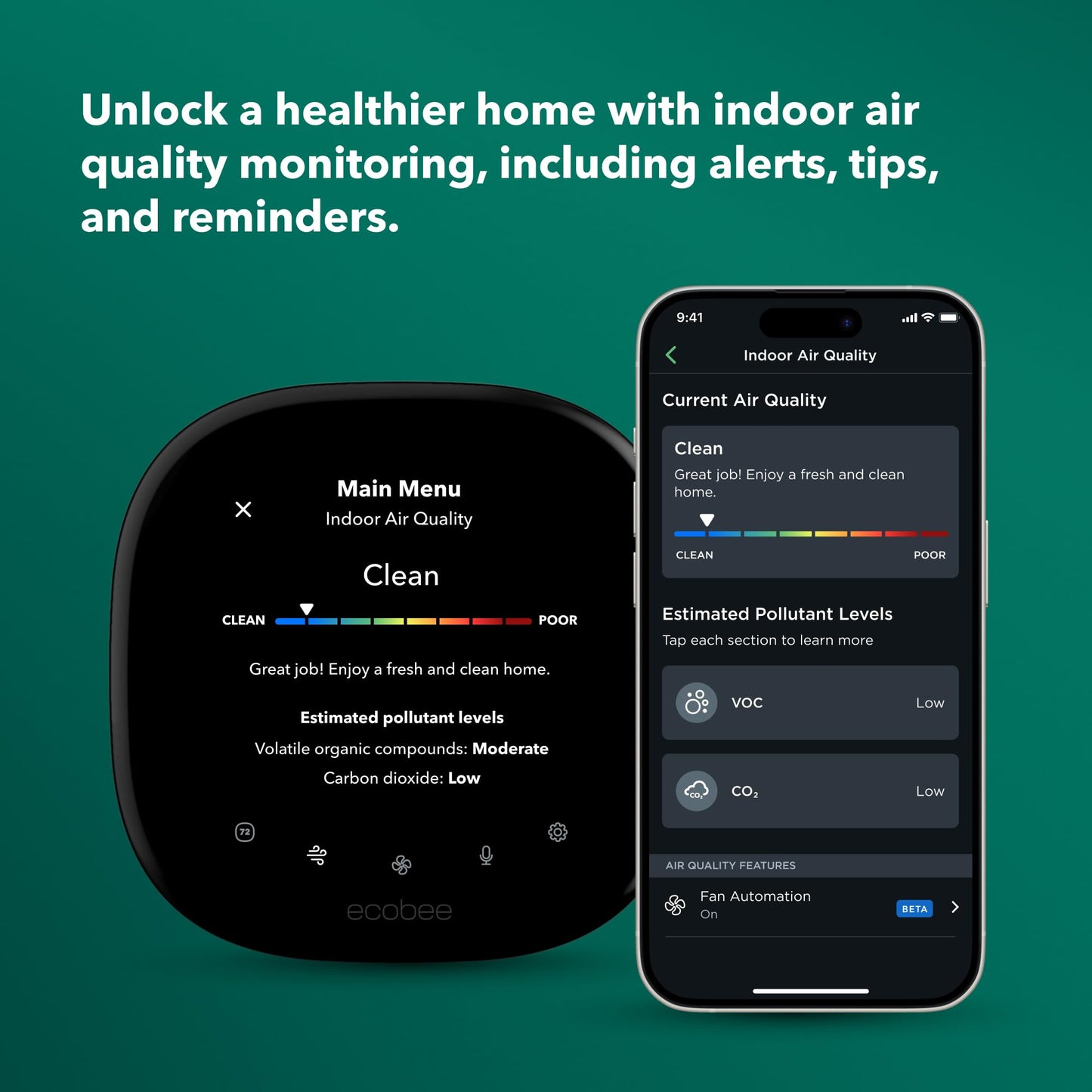 ecobee Smart Thermostat Premium with Smart Sensor and Air Quality Monitor - Programmable Wifi Thermostat - Works with Siri, Alexa, Google Assistant, Black