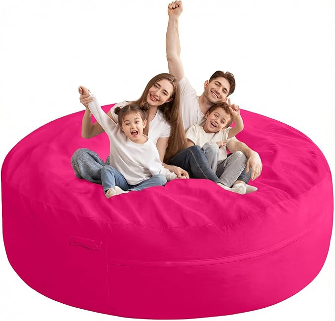HABUTWAY XX-Large Bean Bag Chair: Giant 7' Memory Foam Furniture Bean Bag Chairs for Adults with Microfiber Cover 7Ft (Hot Pink)