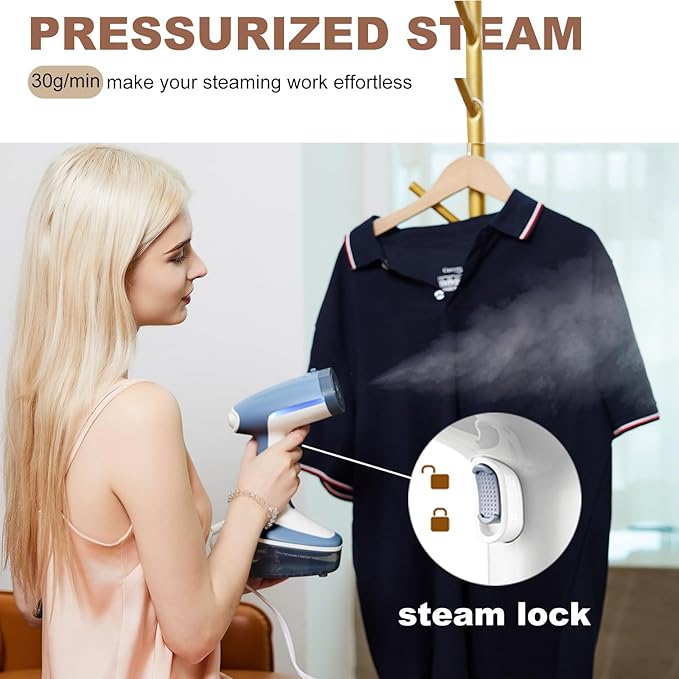 YIKA Steamer for Clothes, 30s Heat Up, 300ml Water Tank, Portable Garment & Clothing Wrinkle Remover, Travel Steam Iron with 25 Minutes Continuous Steam for All Kinds of Fabrics