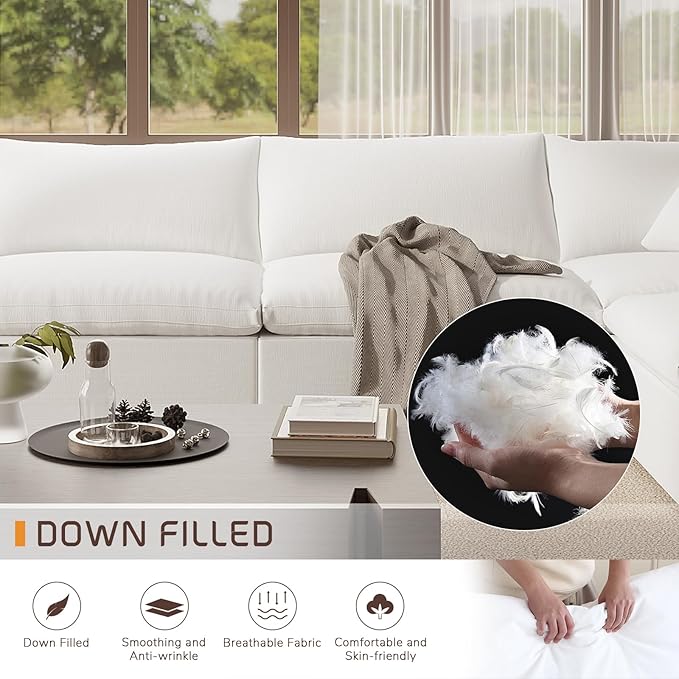 Intuition Decor Cloud Modular Sectional Sofa,78.6" V Shape 3 Seater with Corner Down Filled Comfy Sofa,Modern Deep Seat Cloud Couch,Detachable Couch Cushion Covers for Living Room,White