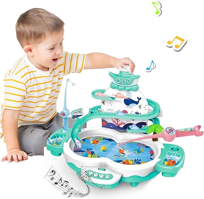 Maycoly 3in1 Fishing Game Toys for Kids with 34PCS Accessories Including Fishing Rod, Small Fish, Track, etc., STEM Toys w...