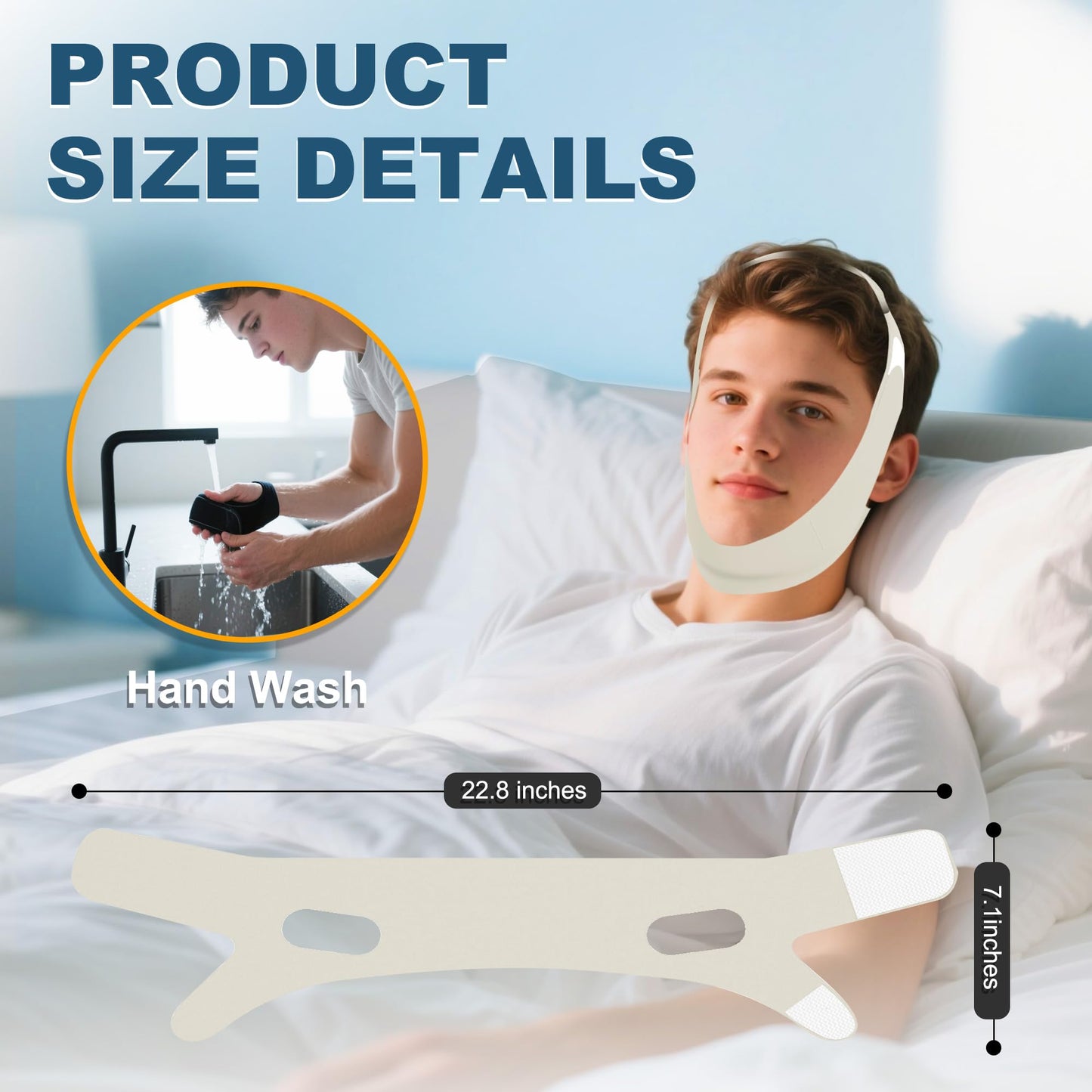 Holinee Chin Strap for Sleeping, Adjustable Chin Strap for Snoring, Anti Snoring Devices Breathable and Reusable, Comfortable Stop Snoring Solution, Anti Snore Chin Strap for Men and Women (Green)