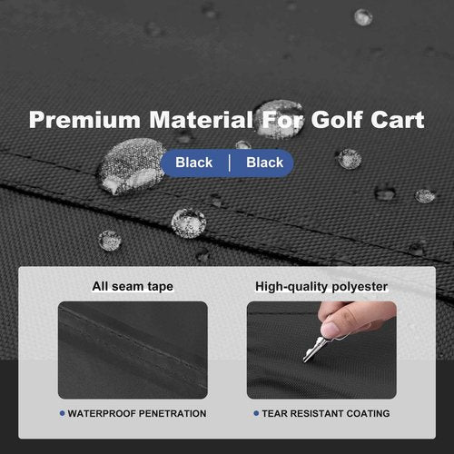 Explore Land 600D Waterproof Golf Cart Cover Universal Fits for Most Brand 6 Passenger Car (Black)