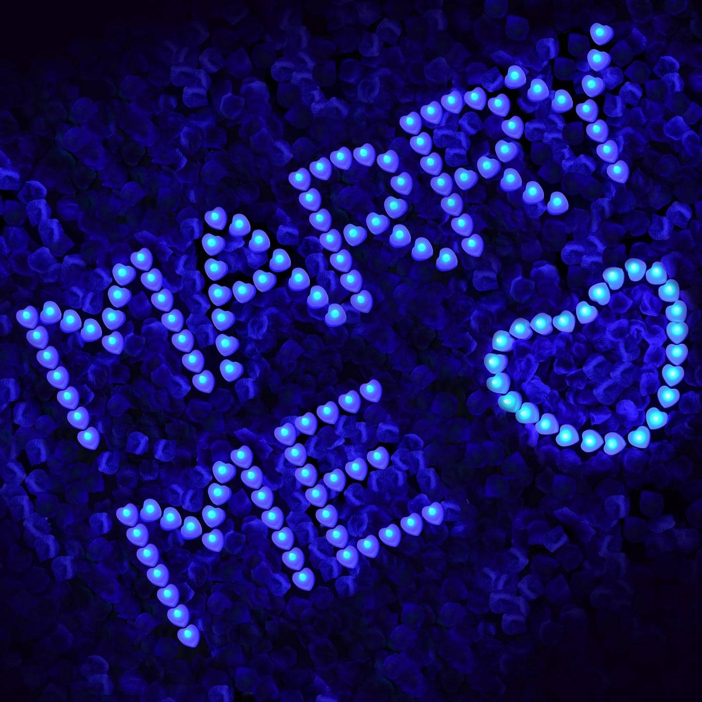 KOABY 8000pcs Blue Artificial Rose Petals with 96pcs Blue LED Tea Lights Kit, for Decor
