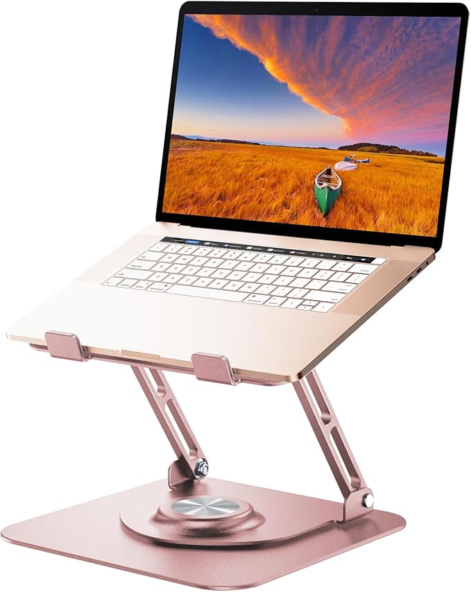 JOYEKY Laptop Stand for Desk, Adjustable Computer Stand with 360° Rotating Base, Ergonomic Laptop Riser for Collaborative ...