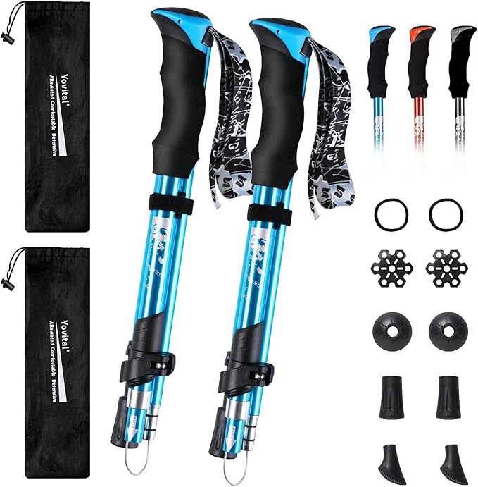 YOVITAL Trekking Poles - Aluminum 7075 Adjustable Walking Sticks with Quick Locks, Expandable to 53", Ultralight for Hikin...