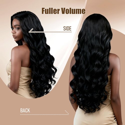 Lynch 15A Body Wave Bundles Human Hair, 24 Inch Real 100% Unprocessed Raw Cambodian Hair 1 Bundle, Plush Thick Cambodian Virgin Hair 105 Gram Per Bundle Natural Black For Woman