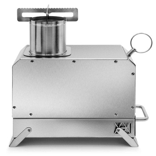 GoHawk Portable Wood Burning Camp Stove 9.5" Mini Heater Burner with Fireproof Glass Window 304 Stainless Steel Cooking Oven Grill Heating Tray for BackPacking Camping Tent Fishing Hiking Picnic BBQ