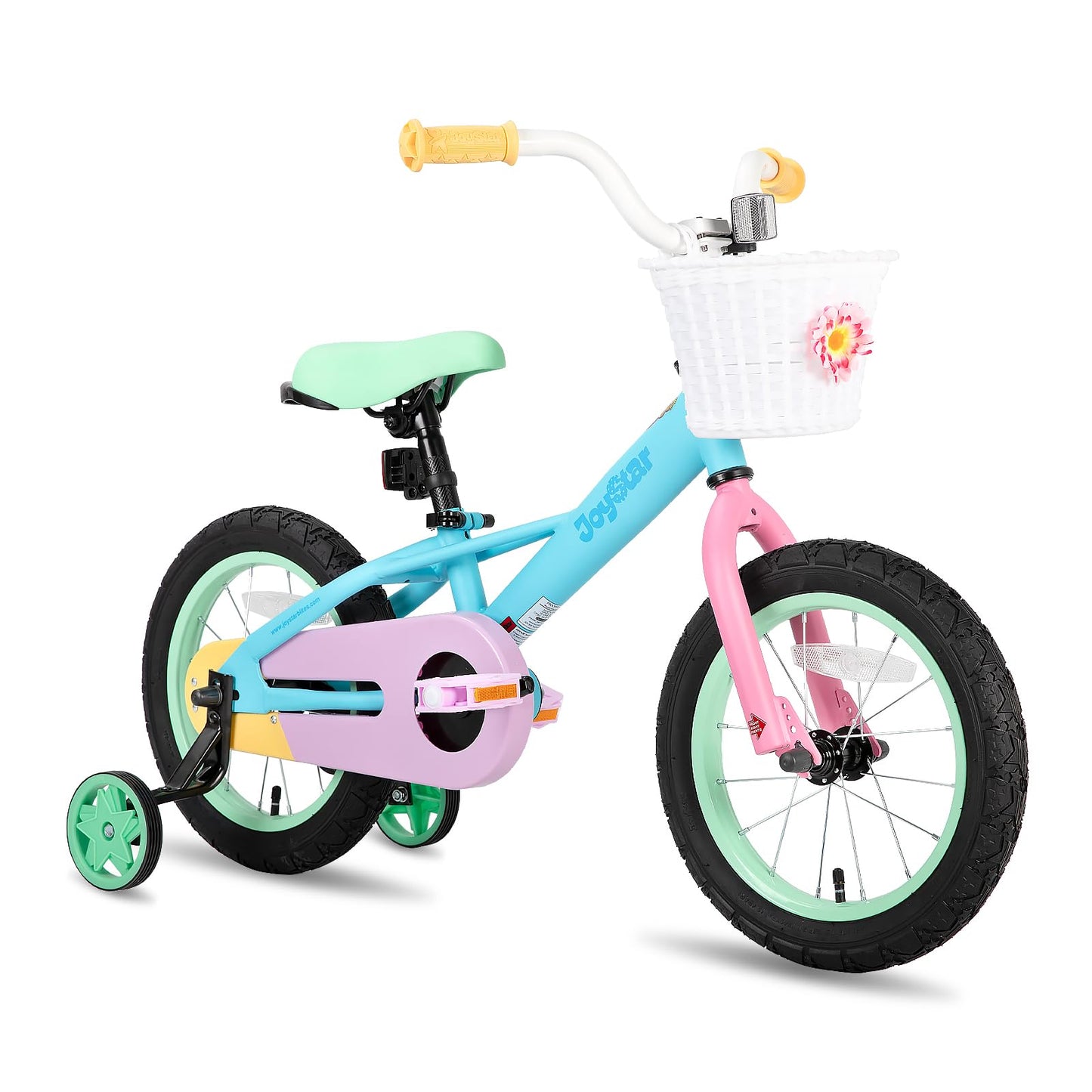 JOYSTAR 12 Inch Kids Bike for 2-4 Years Girls Toddler Rainbow Girl Bike with Training Wheels and Coaster Brake Children Bicycle 85% Assembled Macaroon
