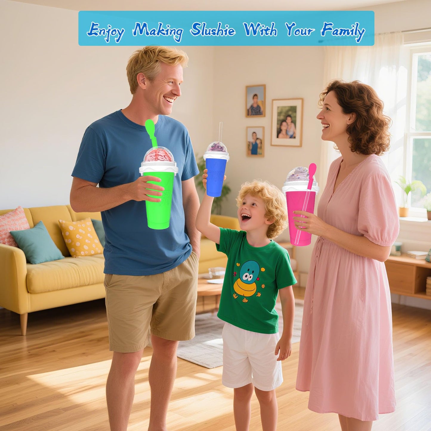 3PCS Slushie Maker Cups, DIY Magic Slushy Maker Squeeze Cups, Smoothie Slushy Cup for Juices, Milk and Ice Cream Make, Double Layer Squeeze Slushy Maker Cup, Birthday Gifts for Friends&Family