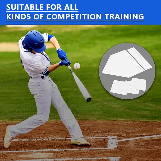 BIYQFCR Baseball Home Plate & Base 5-Piece Set – Ractice Training Equipment for Baseball, Softball, Kickball – 3 Base Plates, 1 Home Plate, 1 Pitcher’s Plate – Backyard, Field Use