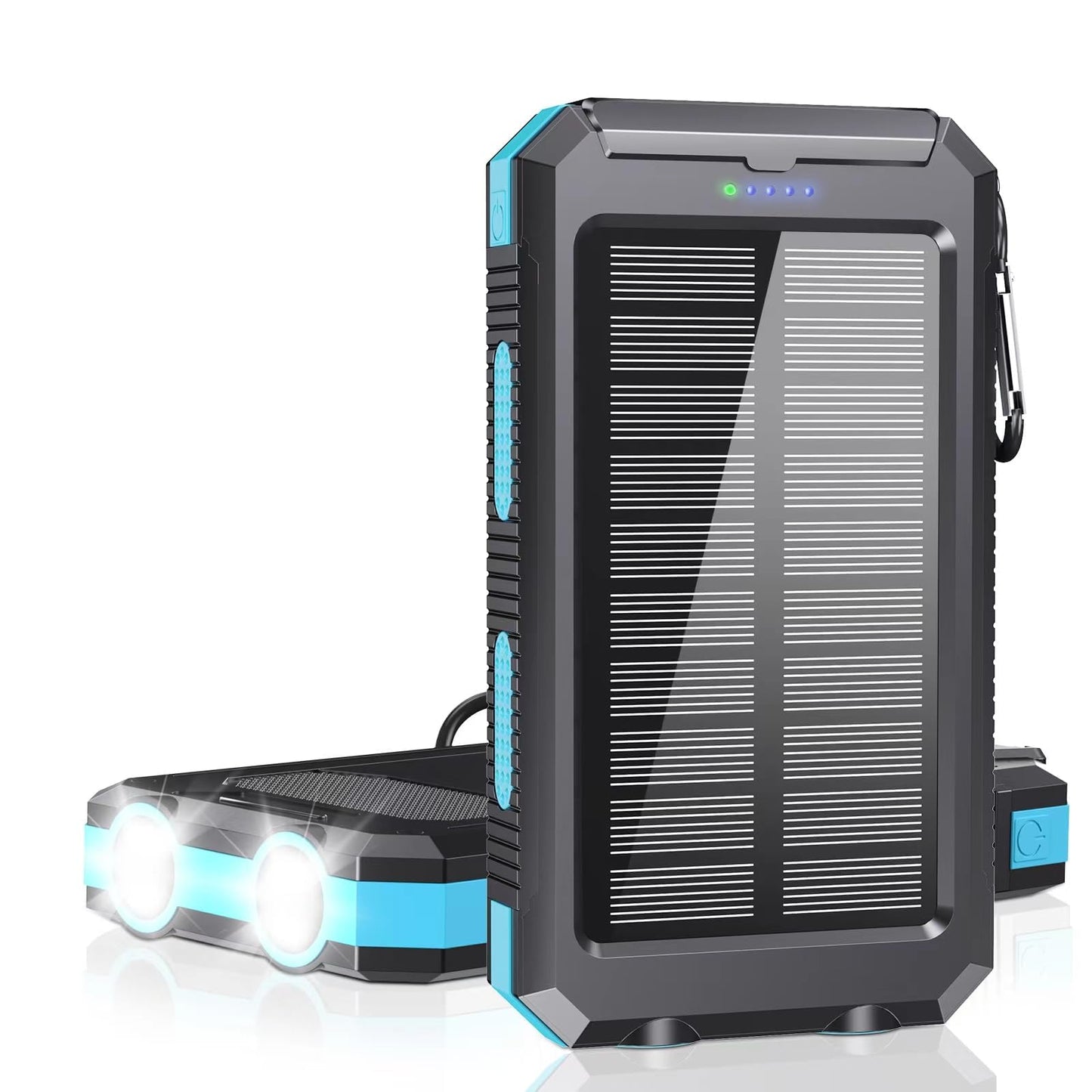 Power Bank 10000Mah Solar Portable Charger With Usb-C 5V/3.1A Fast Charging Compatible With Iphone, With 2 Led Flashlights And I