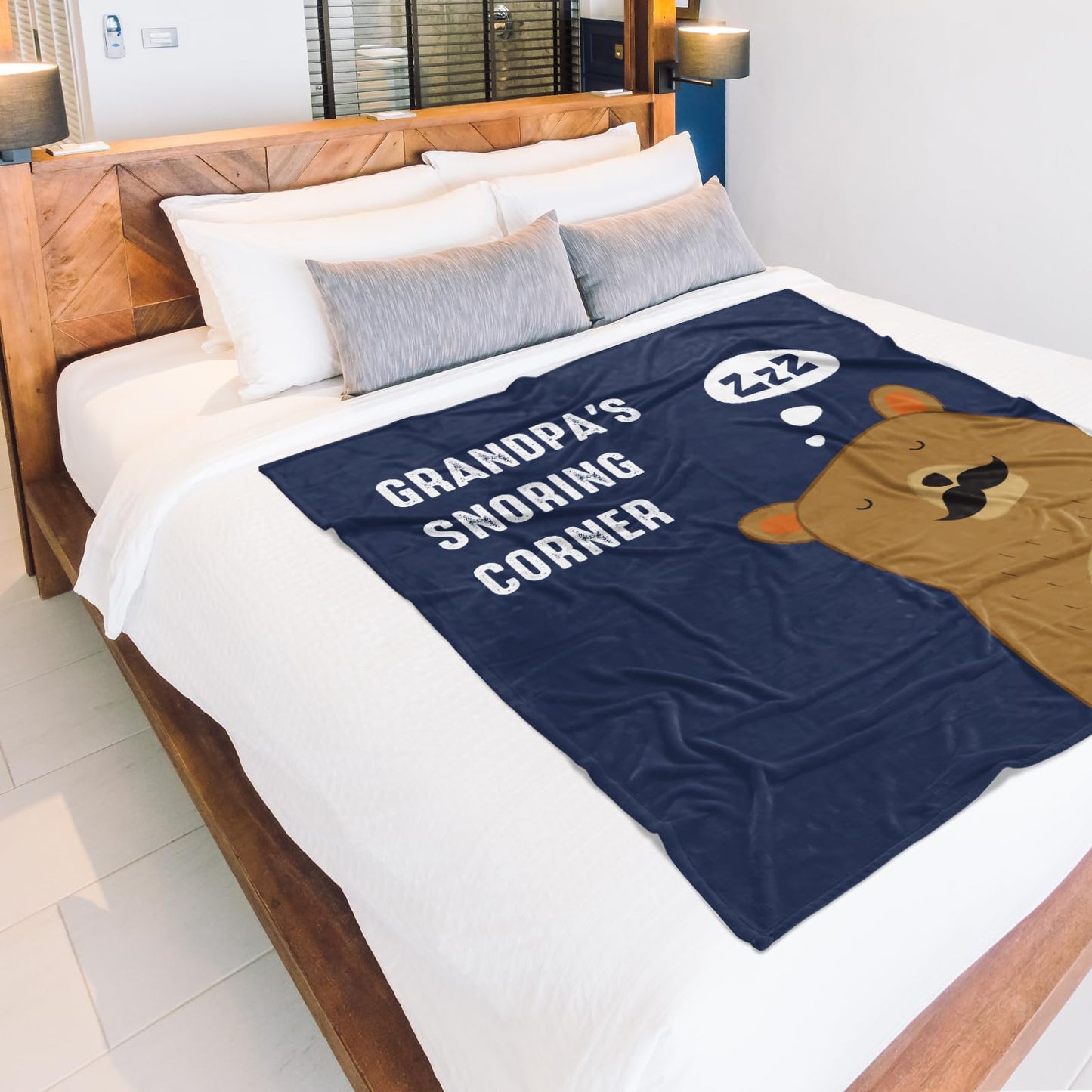 Niyewsor Grandpa Gifts, Grandparents Day Gifts for Grandpa, Birthday Gift for Grandfather, Grandpa's Snoring Corner Blanket, Gift for Grandfather from Granddaughter, Grandkids, 60"x50"