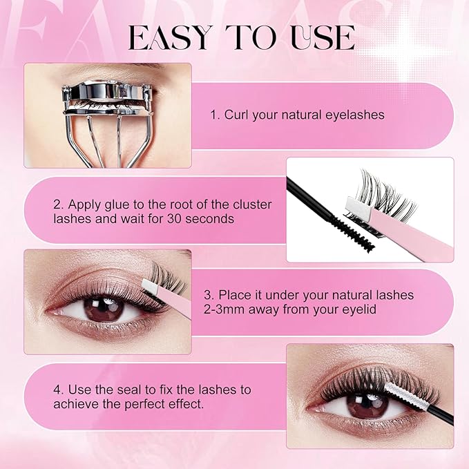 FADLASH Lash Clusters Individual Lashes 10-18mm Eyelash Clusters D Curl DIY Lash Extension Clusters Wispy Cluster Lashes (KLS52+ZW03-07D-Mix10-18)