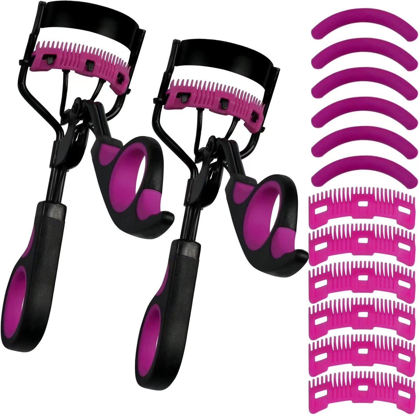 Eyelash Curlers with Comb 2 Pack IMMER LIEBEN Lash Curler with 10 Replacement Refills, 6 Combs, 10 Seconds Curl and Lifted Lashe