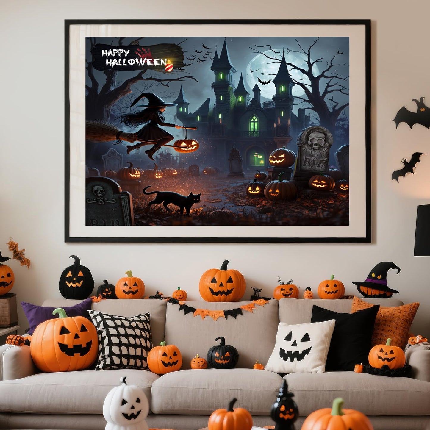 Halloween Puzzles 1000 Pieces-Creative Play & Haunted House Pumpkin,Witch,Ghost,Grave Theme Puzzles-for Holiday Party Gifts or Halloween Home Decorations