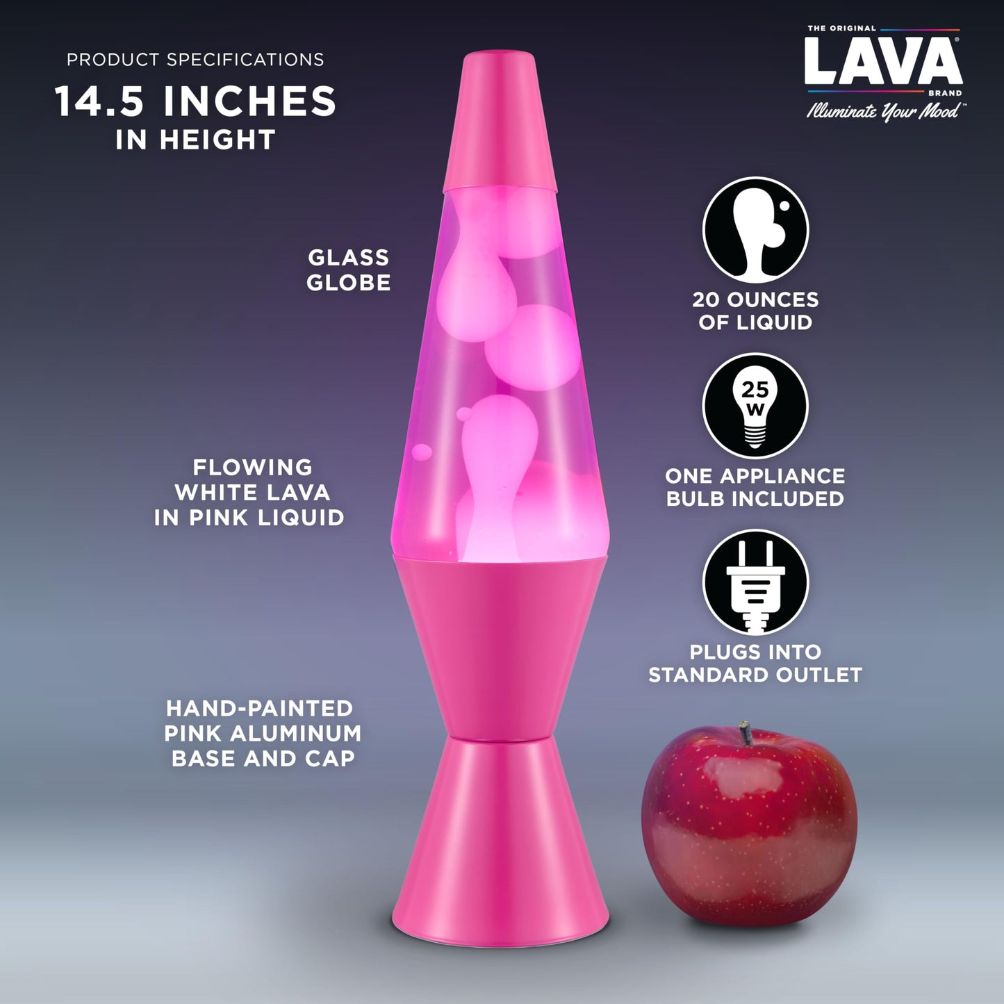 Lava The Original Lamp - New 14.5" Wild Pink – Classic Liquid Motion Lamp - White Wax and Pink Liquid - Item #2361 (Amazon Exclusive)
