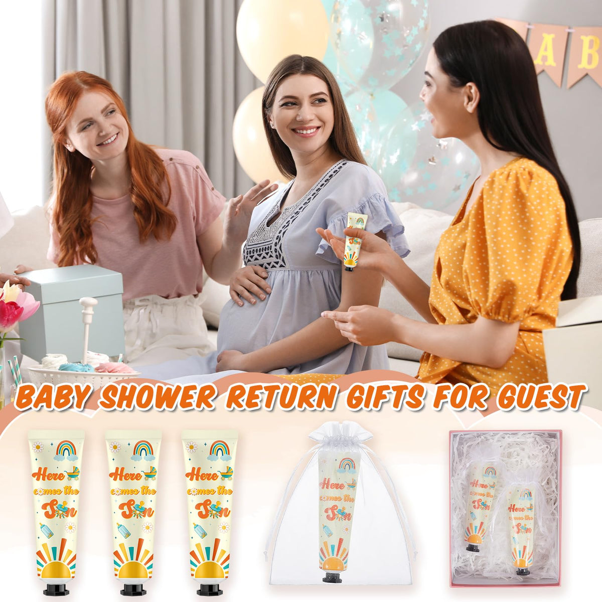 Swiffen 48 Sets Baby Shower Hand Cream Bulk Here Comes the Son Baby Shower Favors Bridal Thank You Hand Cream for Guests Travel