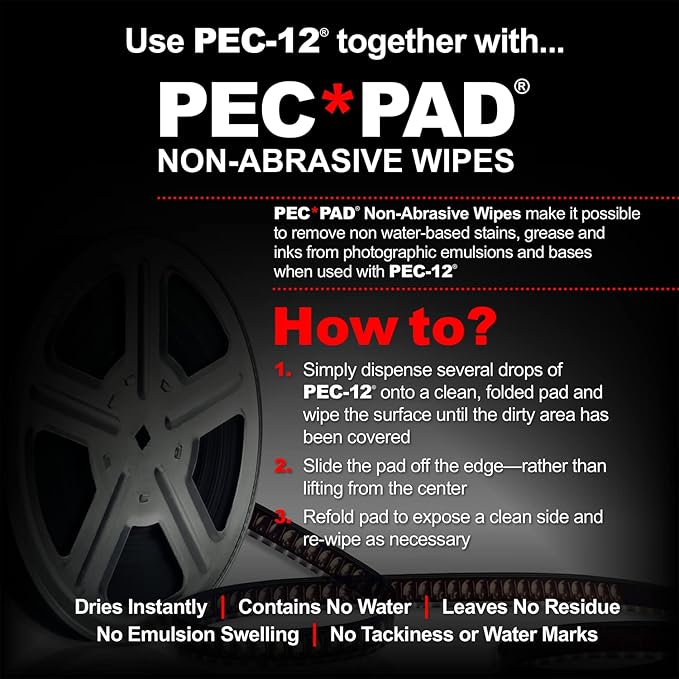 PEC-12 Photographic Emulsion Cleaner - Remove Non-Water Based Stains, Grease & Ink from Emulsions and Bases - For Cleaning 35mm Film, Photo Negative, B&W Slide (32oz)