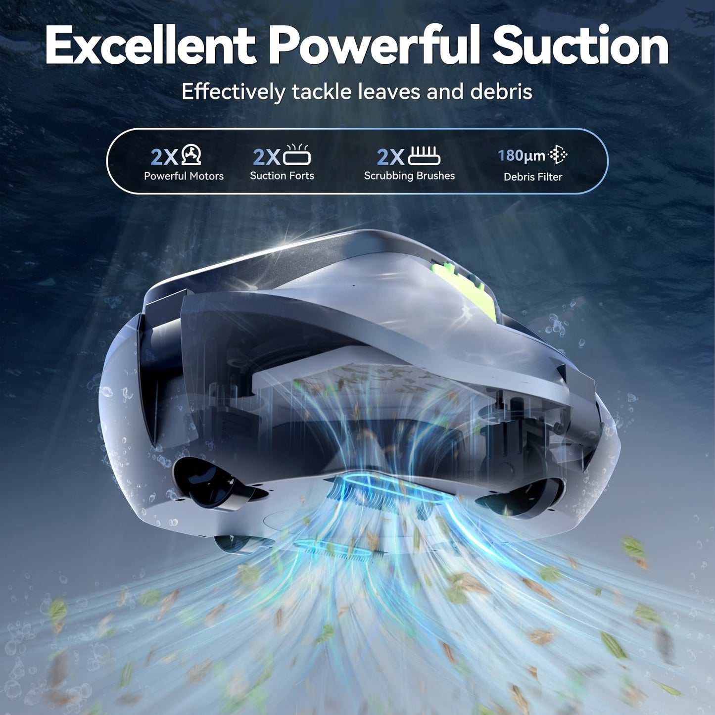 Pondee X1 Robotic Pool Vacuum, Cordless Pool Cleaner with 120-Min Runtime, Auto-Parking, 2.5h Fast Charging, for Above-Ground & Flat-Bottom Inground Pools up to 850 sq.ft