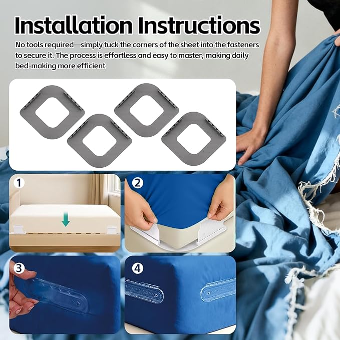 Bed Sheet Fixing - A Safe, Reusable, and Easy-to-use Bed Sheet Fastener That enables Clean and Comfortable Sleep