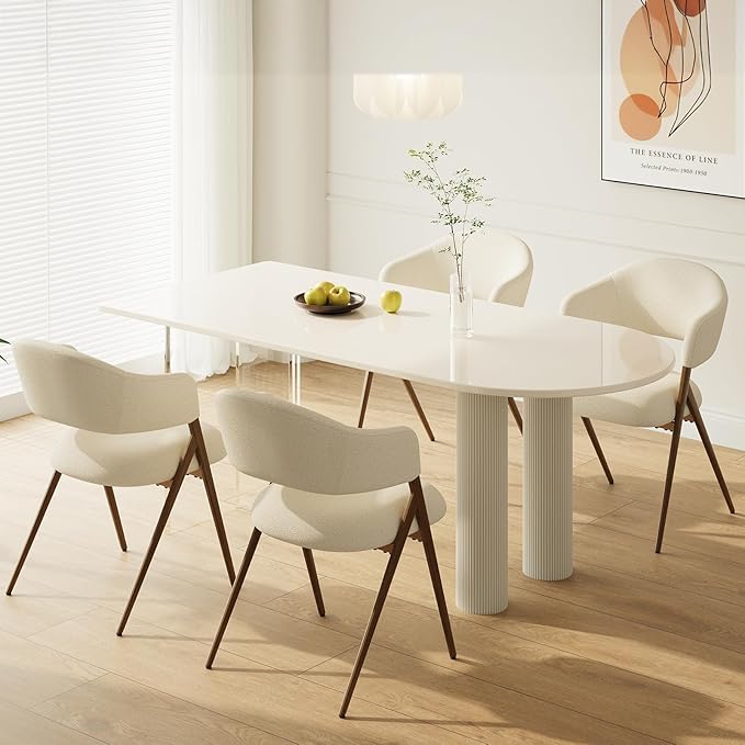 COLAMY Dining Chairs Set of 4, Modern Fabric Upholstered Dining Room Kitchen Side Chairs with Iron Legs, Open Back and Pad...