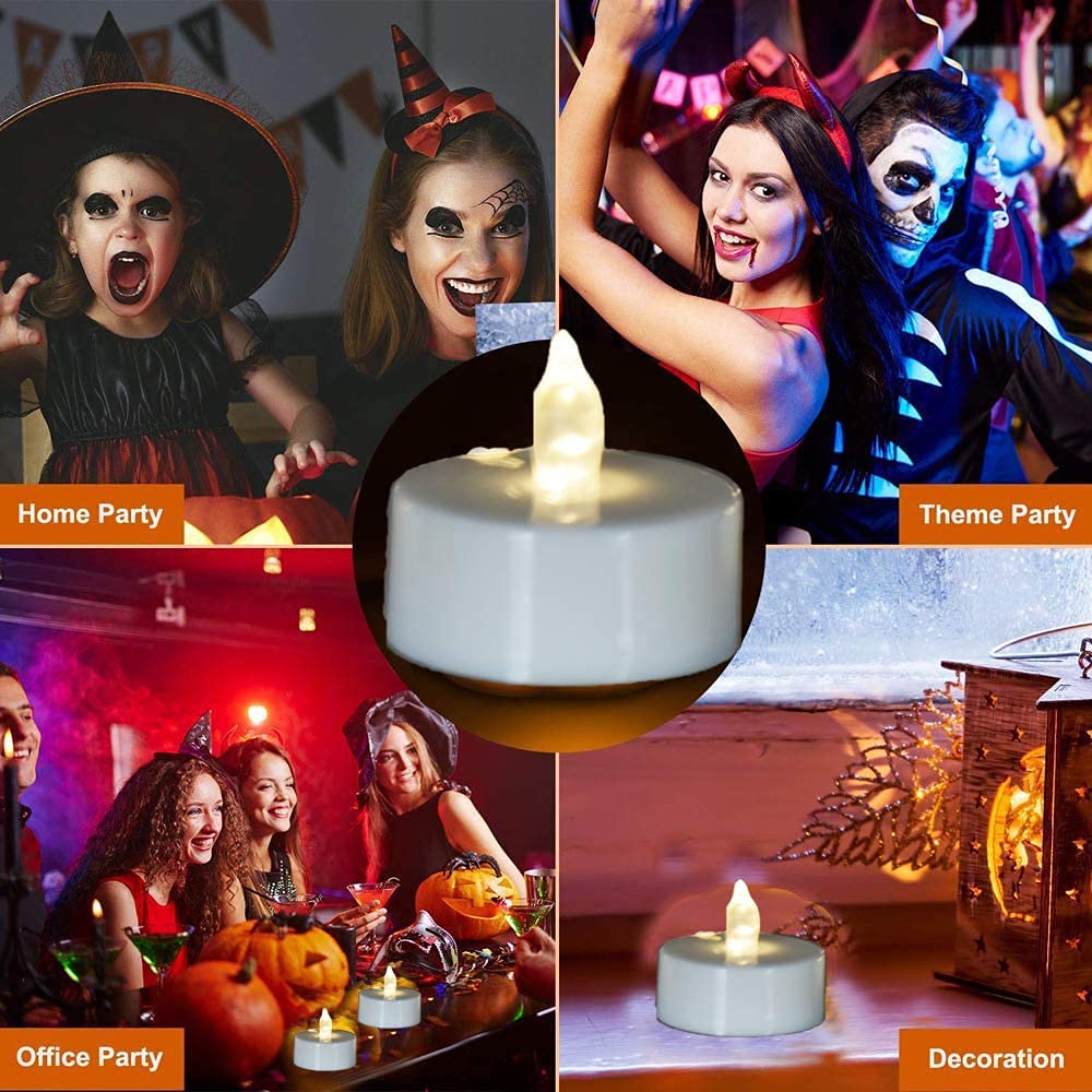 VETOUR Tea Lights Candles Battery Operated - Flameless Candles 100 Pack Led Tea Lights with Battry Powered Flickering Fake Tealights Bulk for Wedding Party Birthday Home Decoration (White)