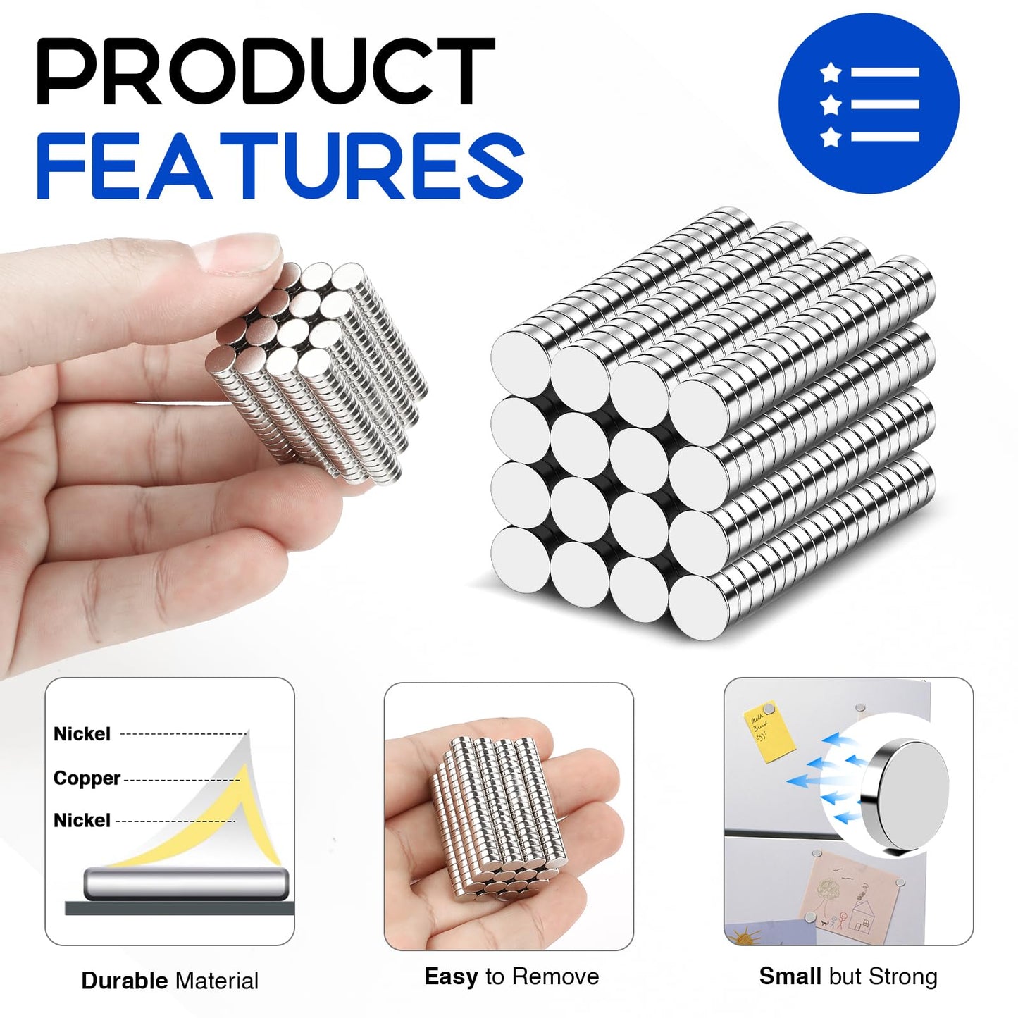 VSKIZ 320Pcs Small Neodymium Magnets, 6x2mm Small Rare Earth Magnet Mini Magnets for Whiteboard, Office, School