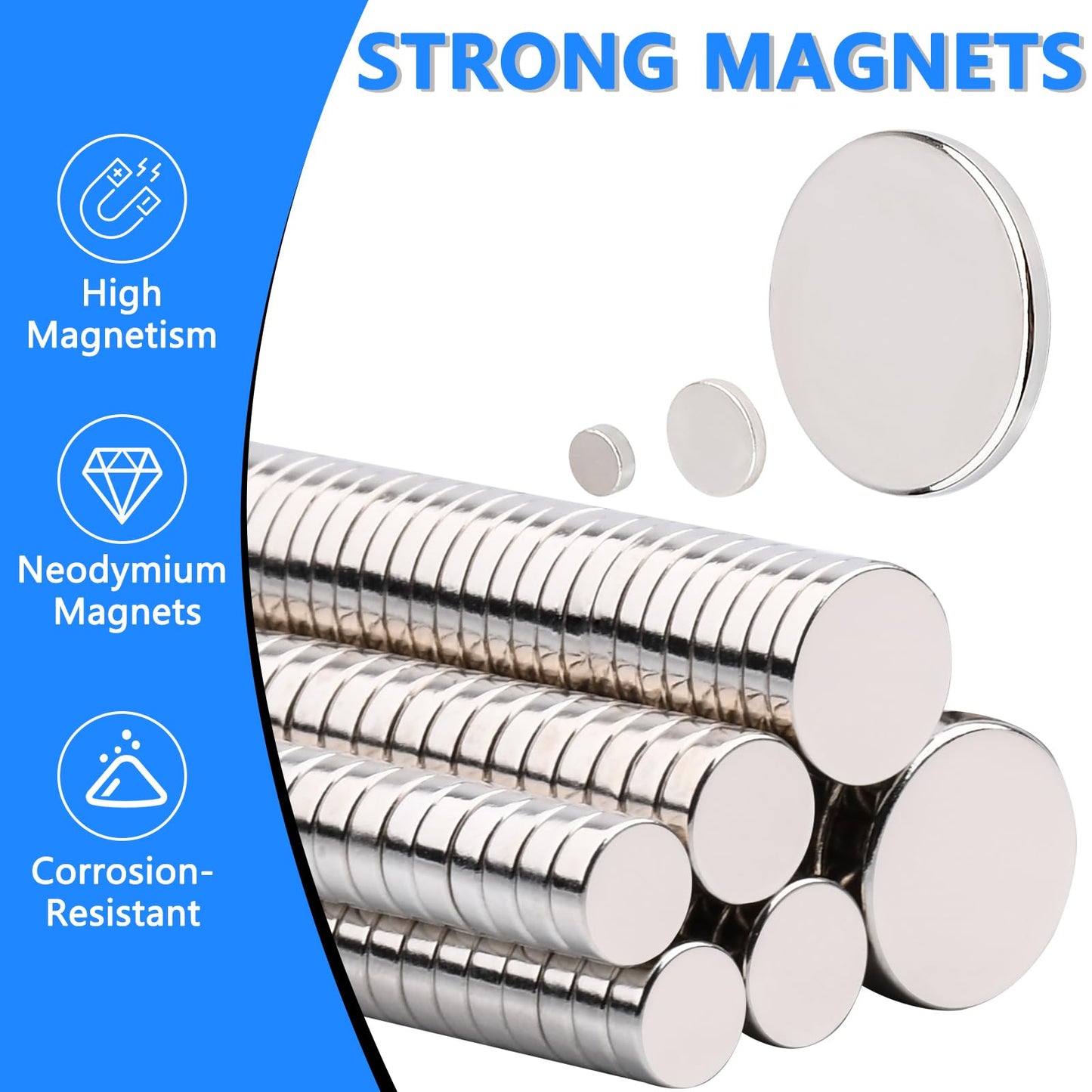 255PCS Small Strong Magnet, Neodymium Disc Magnets Heavy Duty,7 Different Sizes,Rare Earth Magnets Round Small Refrigerator Magnet for Crafts Whiteboard Kitchen, Office, Miniatures School