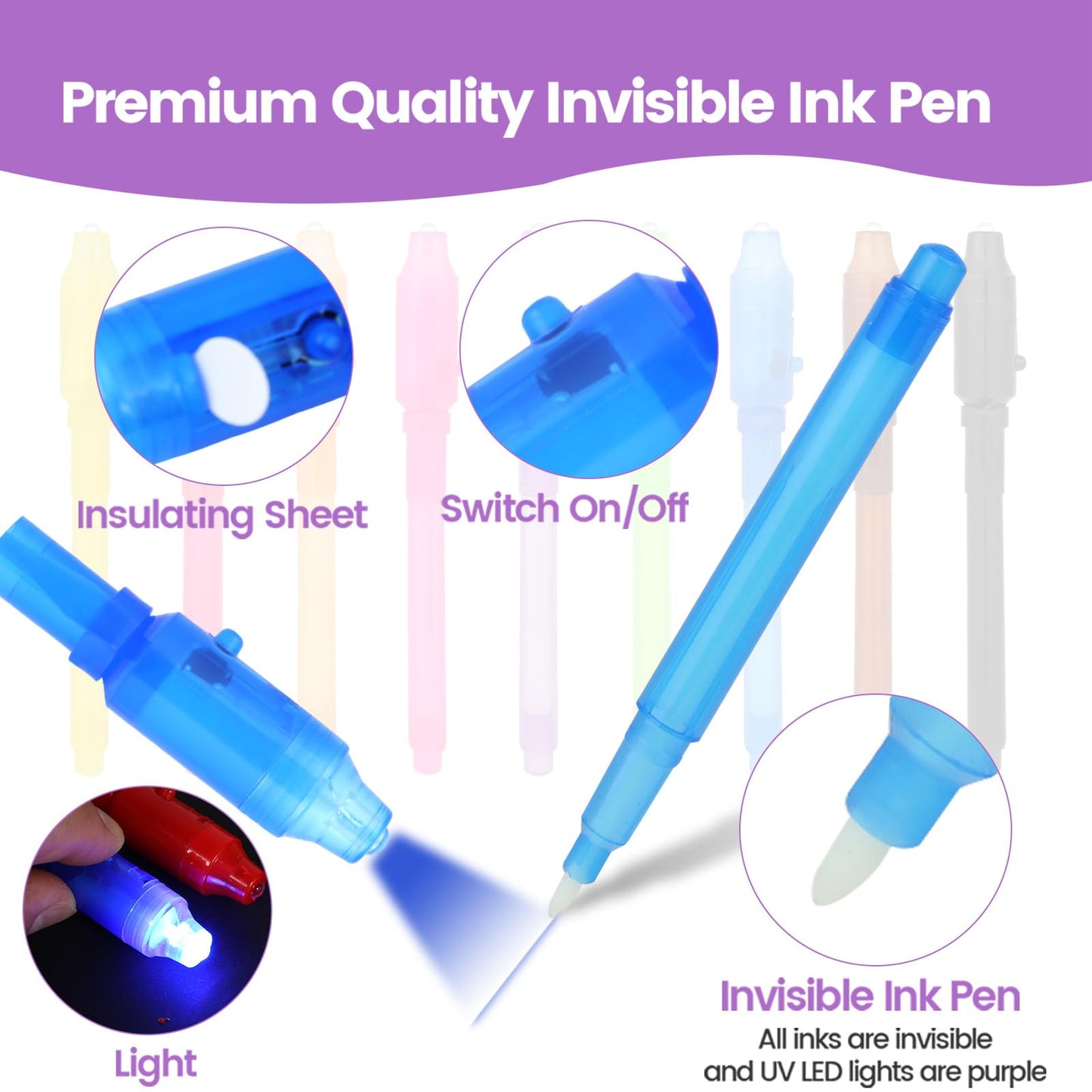 Invisible Ink Pen,36PCS Spy Pens with UV Light for Kids,Party Favors Toys for Girls Boys,Classroom Prizes Magic Markers for Students,Writing Secret Messages for Birthday Halloween Christmas Party