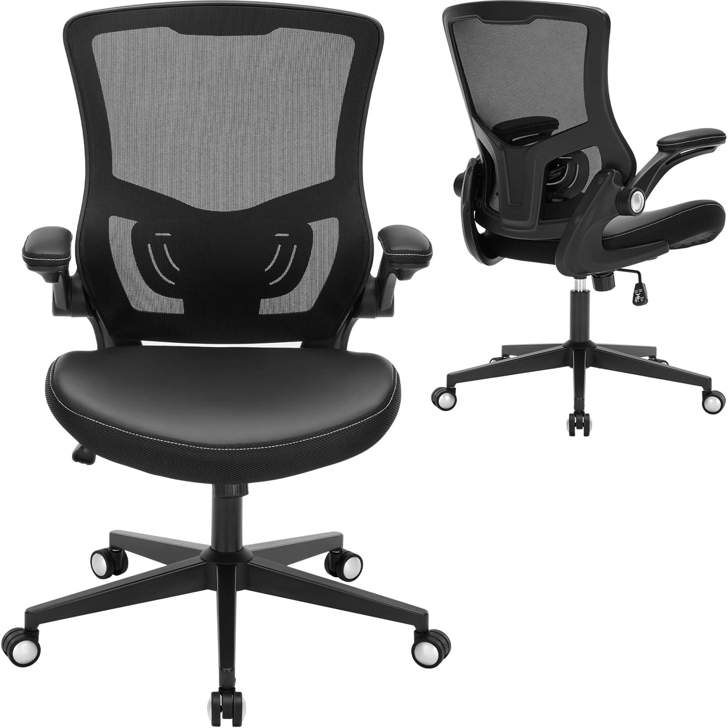 Office Chair Ergonomic Desk Chair 350lbs Comfy Mesh Computer Chair with Adjustable Lumbar Support Flip-up Armrests, Executive Rolling Swivel Comfy Task Chair for Home Office