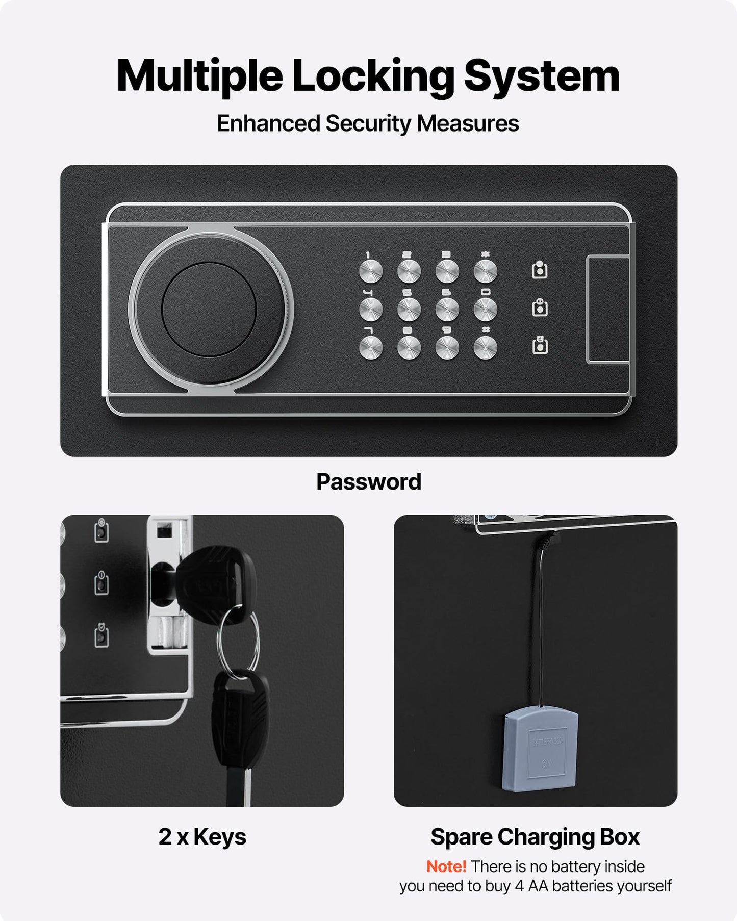 VEVOR 6-8 Gun Safe, Long Gun Cabinet for Rifles and Pistols, Quick Access Rifle Safe with 3 Ammo Slots and 2 Adjustable Racks, Large Digital Cabinet with Key and Password Lock