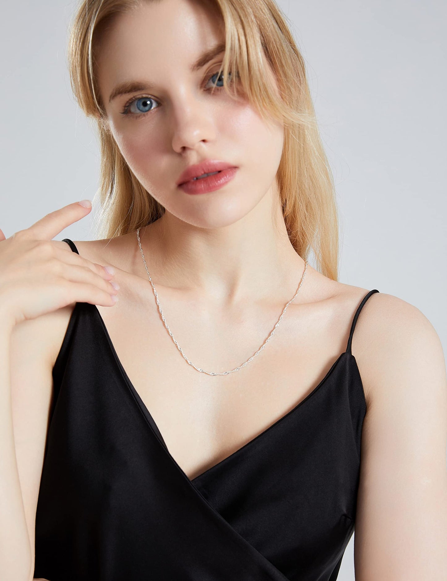 Waitsoul 925 Sterling Silver Singapore Chain Lobster Clasp 2mm Necklace for Women Silver Chain 20 Inches Gifts for Her